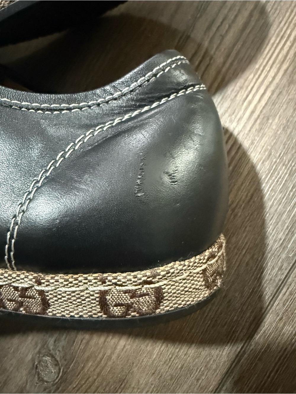 Vintage Gucci Black Leather Web Stripe Sneakers Shoes Size 43 Made In Italy - Picture 10 of 11